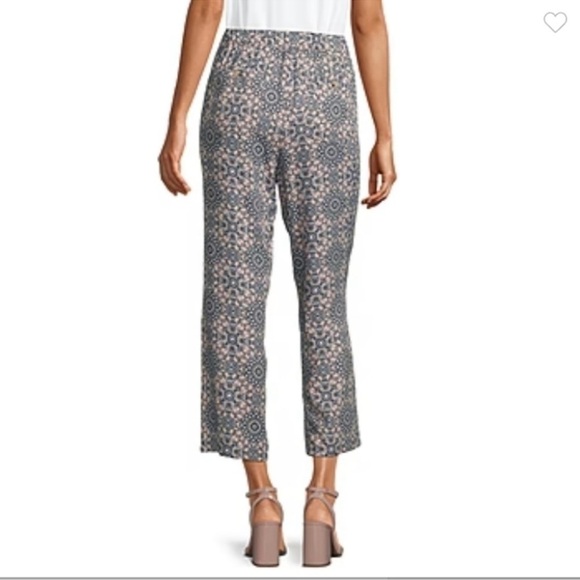 Liz Claiborne Mid Rise Straight Pull On Pants Cream Black White Geometric Sz 1X - Picture 9 of 17